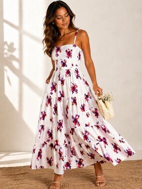 Prabal Gurung iMPOWER Floral Tiered Midi Dress NWT Fit & Flare Pockets Summer